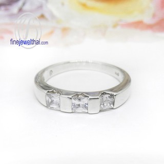 Finejewelthai แหวนเพชร-แหวนทองคำขาว-เพชรสังเคราะห์-แหวนหมั้น-แหวนแต่งงาน-Diamond CZ-Silver-Wedding-Ring - R1097cz