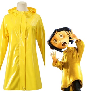 เสื้อแจ็กเก็ตคอสเพลย์ Oumelfs Coraline สีเหลือง เหมาะกับวันฮาโลวีน สําหรับผู้หญิง