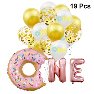 19pcs Cute Donut Balloon ONE Pattern Balloon Confetti Balloons Set