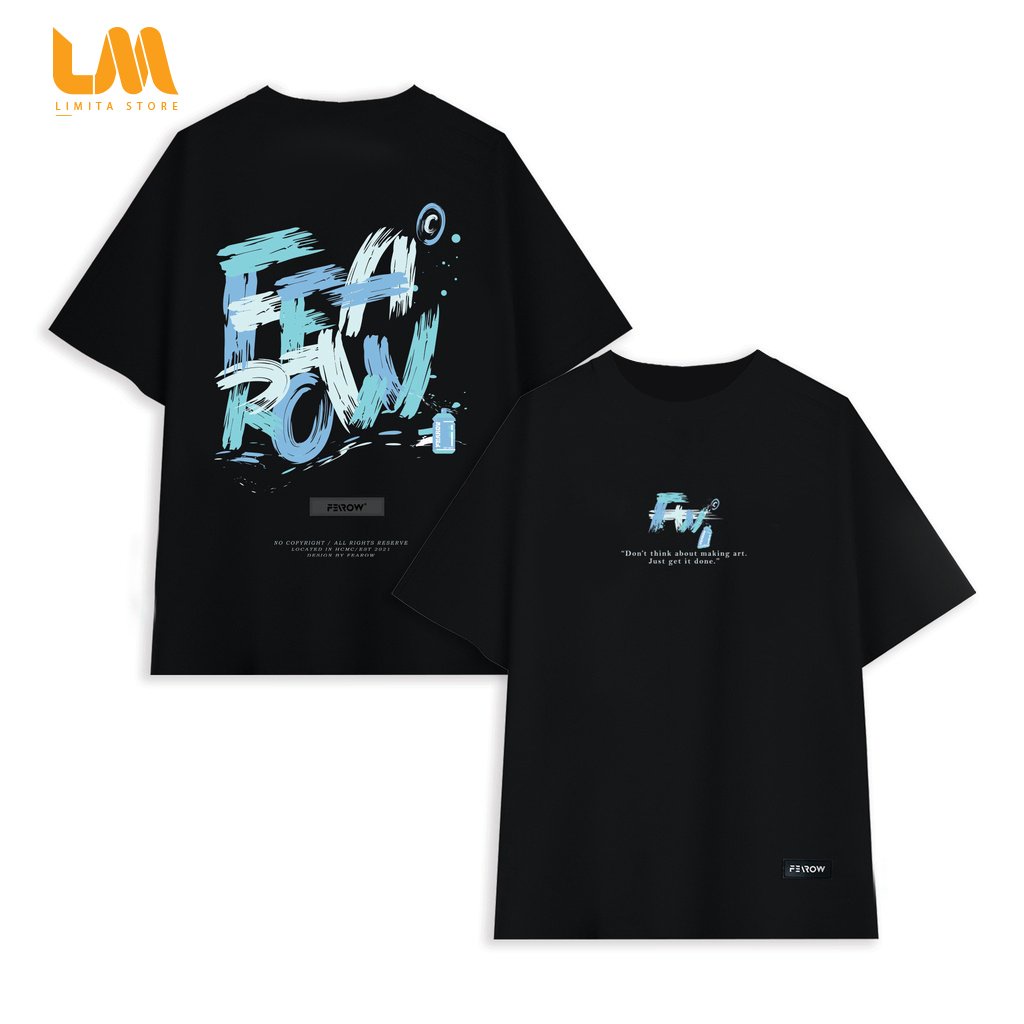 Paint Brush Tee / เสื้อยืดแขนสั้นสีดําสําหรับผู้ชายและผู้หญิง เสื้อยืด Oversize (V39)