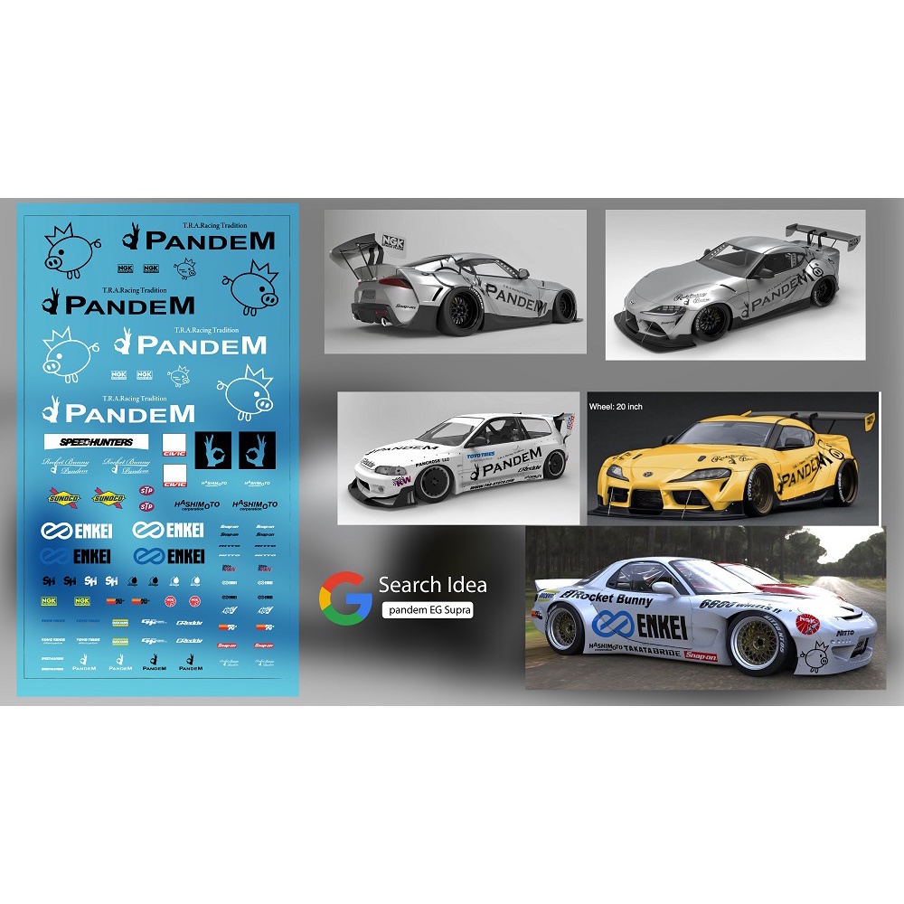 ดีคอล Pandem4 หมึกรองขาว ติดชิ้นงานได้ทุกสี ติดรถHot Wheels /Majorette 1:64 Decal  water slide