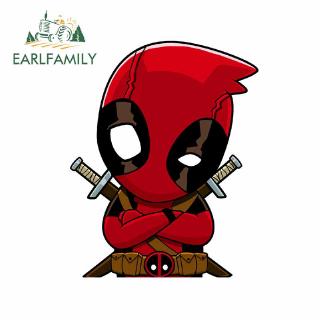 Earlfamily สติกเกอร์ไวนิล ลายการ์ตูนกราฟฟิค Dead Pool ขนาด 13 ซม. x 10.6 ซม. กันน้ํา สําหรับติดตกแต่งรถยนต์ แล็ปท็อป JDM ATV Camper