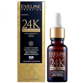 Eveline Cosmetics Prestige 24k Snail &amp; Caviar Anti Wrinkle Day Night Serum 18ml.