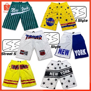 กางเกงขาสั้น 🤩new york, nasa, thrasher shorts ขาสั้นสกรีนลาย หน้าหลัง เอวยางยืด ผ้าฝ้ายเนื้อดีนุ่ม