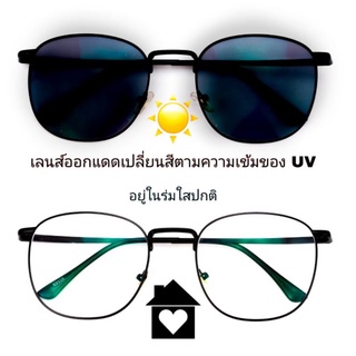 แว่นสายตาสั้นออกแดดปรับสีเทาดำตามความเข้มของ UV