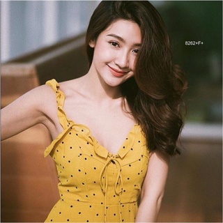 👗Pfashion [ส่งไว!!🚛] P8262 มินิเดรสสายเดี่ยวลายจุด   One-shoulder polka dot mini dress