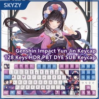 128 คีย์ Yun Jin Keycap Cherry Profile Genshin Impact Theme อะนิเมะ PBT Dye Sub คีย์บอร์ดแบบกลไก Keycap