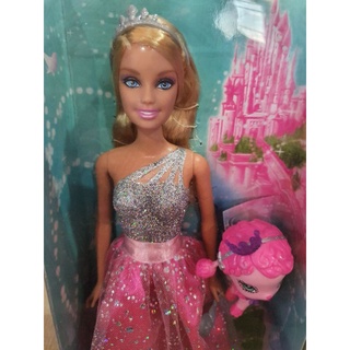 **กล่องไม่สวย** Barbie Princess Glitter Doll Silver/Pink Dress w/little lamb 2009 Mattel T1673 #155#
