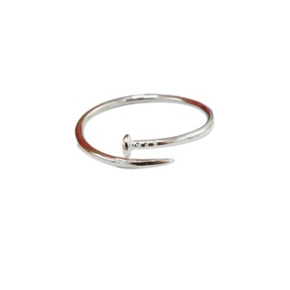 แหวนตะปู / แหวนเงินแท้ 92.5% เรียบๆ แฟชั่น สไตล์มินิมอล แหวนเงินแท้ 100 Major Silver : E-V-Nail-3
