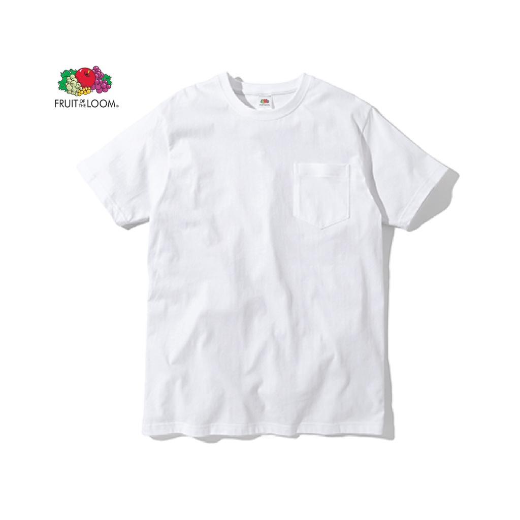 Fruit of The Loom® Classic Premium White เสื้อยืดแขนสั้นมีกระเป๋า - ขาว