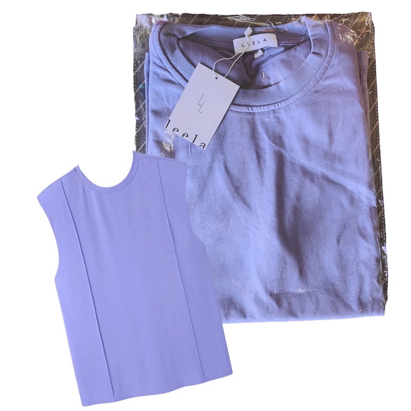 [ใหม่💯พร้อมส่ง] leela.official เสื้อแขนกุดเสริมไหล่ LL Color Vest ไซส์ M สีม่วง อก 44” เสื้อแขนกุด เ