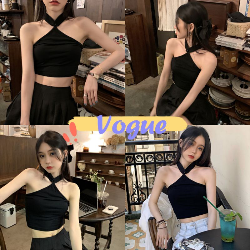 Vogue​ ​พร้อมส่ง​ ​เสื้อไหมพรมคล้องคอ สีพื้นใส่สบายมากผ้านิ่ม (86015) -N