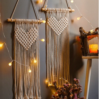 มาคราเม่ รูปหัวใจ สไตล์ โบฮีเมียน ตกแต่งกำแพง Macrame Wall Hanging Decoration Home Bohemian Heart หัวใจ เมคราเม่