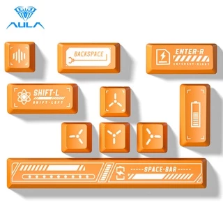 Aula PBT ปุ่มกดคีย์บอร์ด 10 คีย์ 3 สี คุณภาพสูง ถอดออกได้ กันลื่น ทนต่อการสึกหรอ