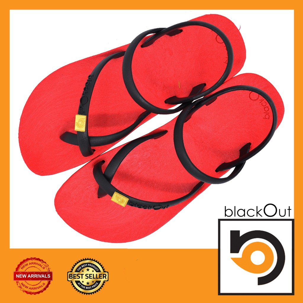 🔰 BlackOut Toeloopslingback 🔰 รองเท้าแตะ คีบโป้งรัดส้น กันลื่น เบาสบาย พื้นแดง(หูดำ)