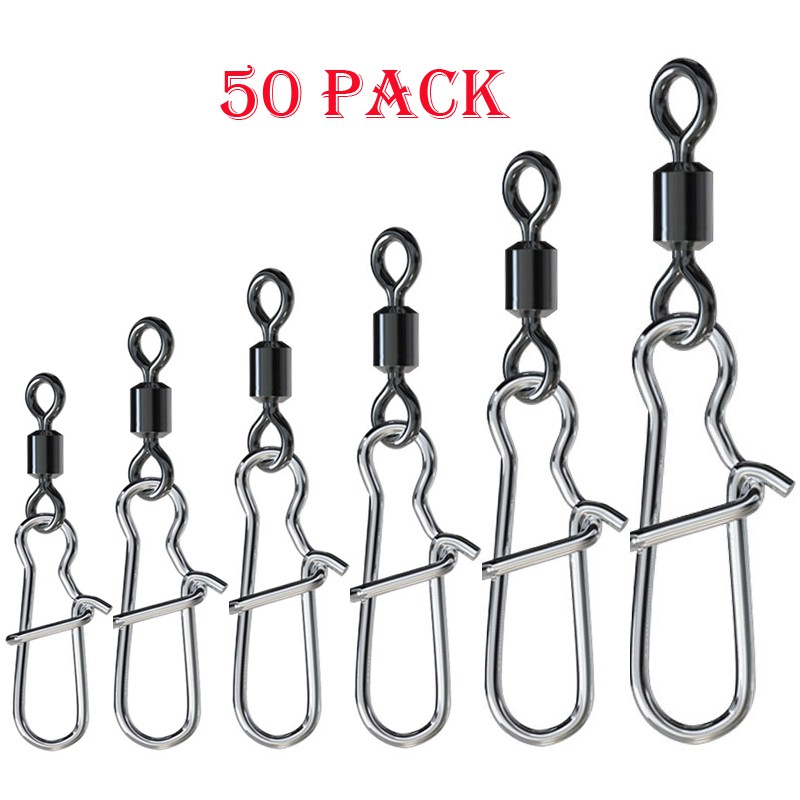 50 ชิ้น เชื่อมต่อ kili-kili Pancing Rolling Swivel Bahan สแตนเลสเกียร์ตกปลา