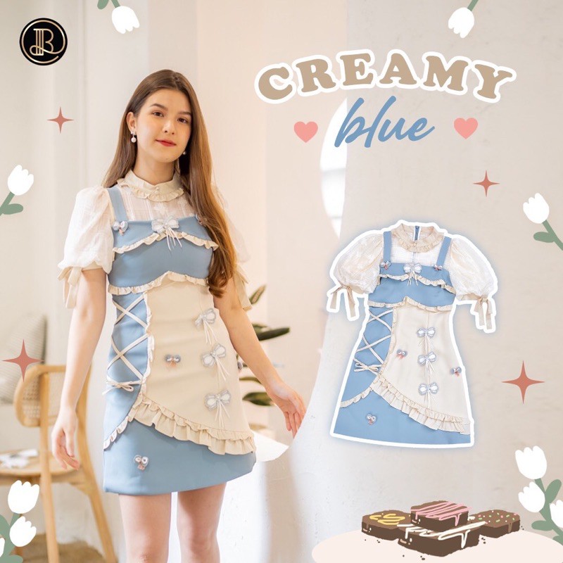 BLT : Creamy Blue เดรสทรงเอี๊ยม งานตามหา เดรสสีฟ้า เดรสวันแม่