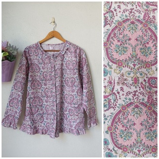 เสื้อนอน ผ้าฝ้ายสีชมพูลายลูกน้ำ Size 9AR (M) รอบอก 40 นิ้ว ใหม่กิ๊กค่ะ