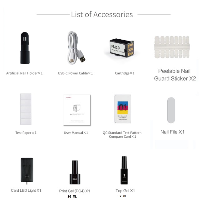 O2NAILS ชุดอุปกรณ์เพ้นท์เล็บสําหรับเครื่องพิมพ์รุ่น M1/H1