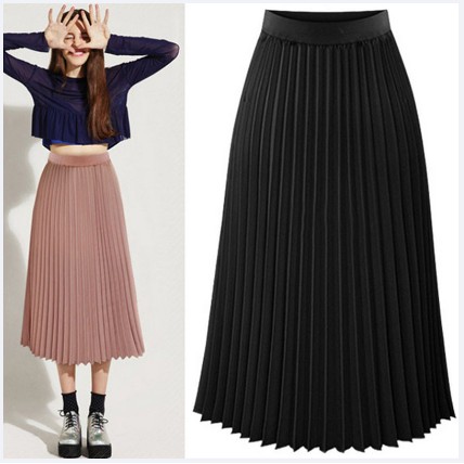 elastic pleated skirt