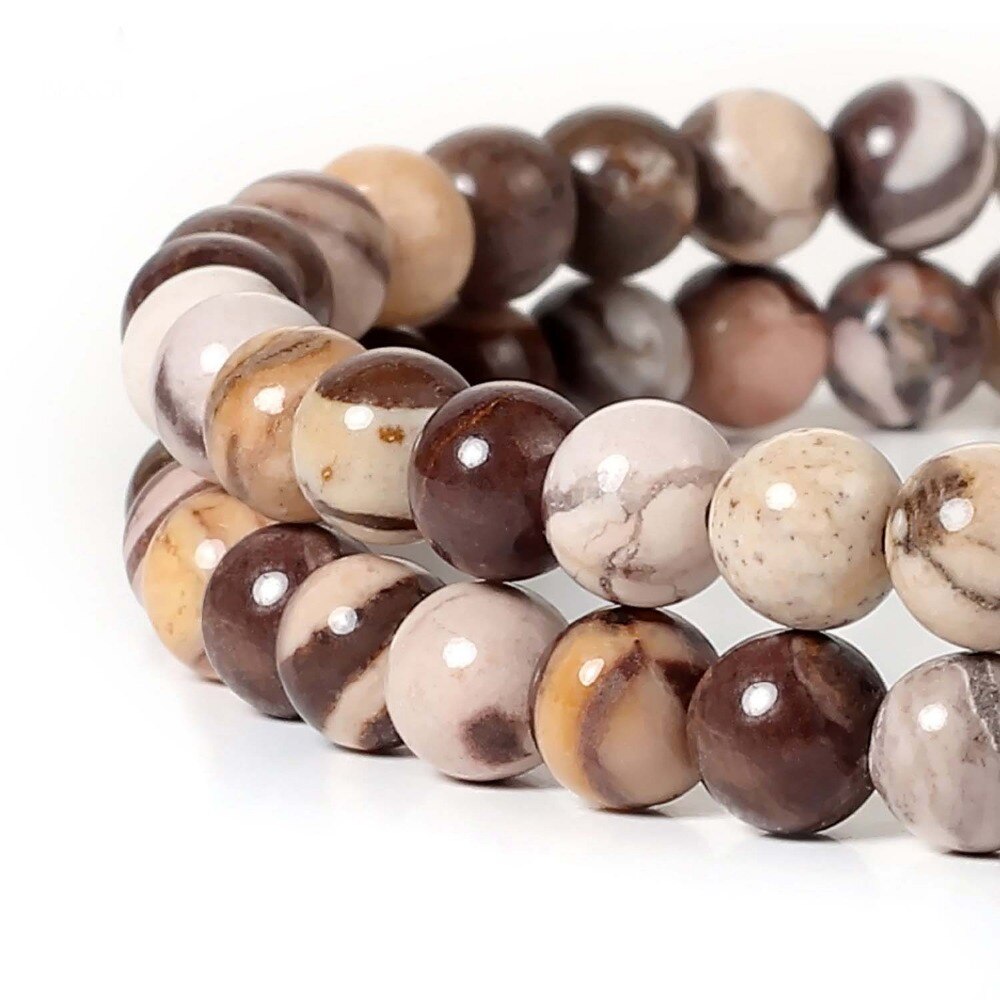 มาใหม่ล่าสุด Zebra Jaspers ลูกปัดหินธรรมชาติสําหรับเครื่องประดับทํารอบหลวม Strand ลูกปัด DIY สร้อยข้อมือ 15 "