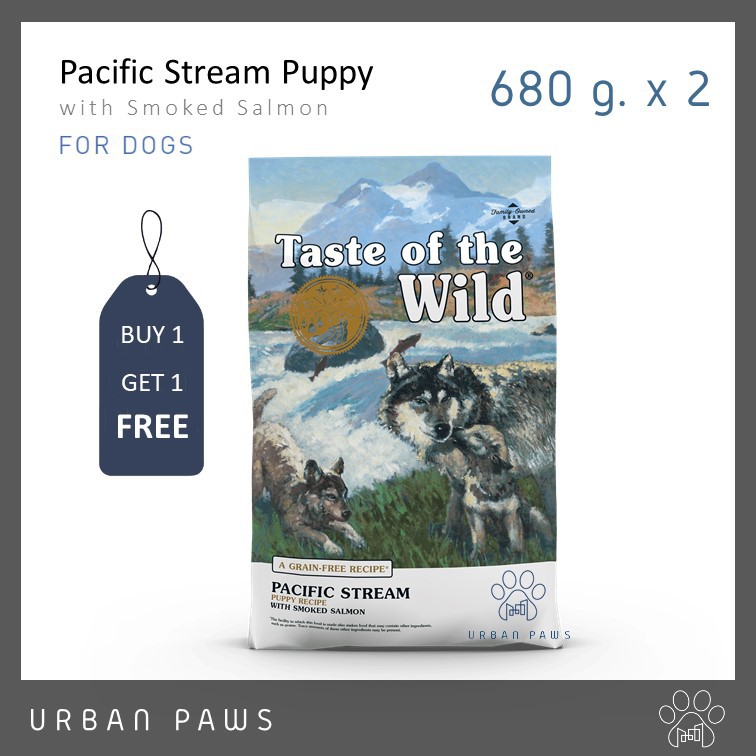 [1 แถม 1] อาหารสุนัข Taste of the wild - Puppy สูตรแซลมอนรมควัน สำหรับลูกสุนัข ขนาด 680 g.