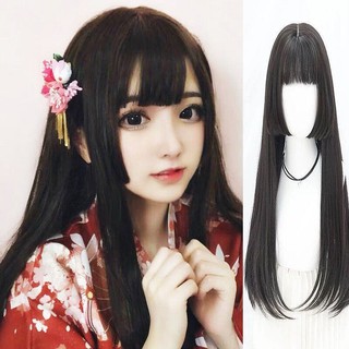 Japanese Long Straight Wig Anime Cosplay Full Wig Matte High Temperature Silk Simulation Scalp