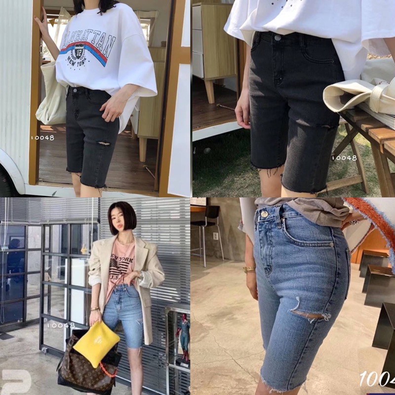 NN-ST ซัมเมอร์นี้กางเกงยีนส์สามส่วนผ้ายืดสุดปัง รุ่นนี้มาไวมากหมดไวเว่อร์รอบนี้จัดสีดำ ให้ด่วนเลย10048