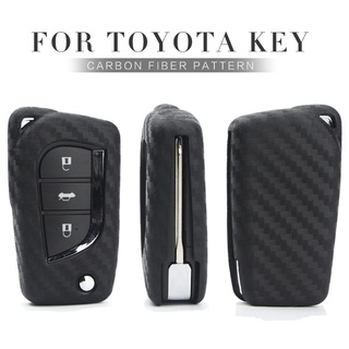 TOYOTA​ REVO​ ALTIS fortuner 2014 Silica Gel Car Key Case Cover Remote key fob holder keychain For Toyota yaris hilux vellfire 2010 CHR estima vellfire altis Rav4 Auris Aygo Corolla Prado Chr Prius Hilux Yaris Avensis 2019 2020 Key Ring Shell