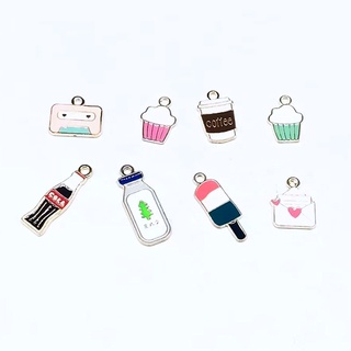 จี้โลหะผสม รูปไอศกรีม โคล่า ชานม ต่างหู DIY 4 ชิ้น