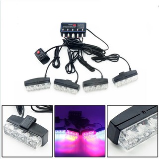 ไฟฉุกเฉินไฟไซเรนLED 4จุด * 4ช่อ รุ่น331 อเนกประสงค์ แดง-น้ำเงิน 12V