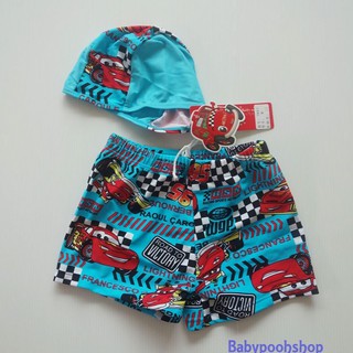 กางเกงว่ายน้ำ พร้อม หมวก ลาย McQueen 95 สีฟ้า  size 2-8y