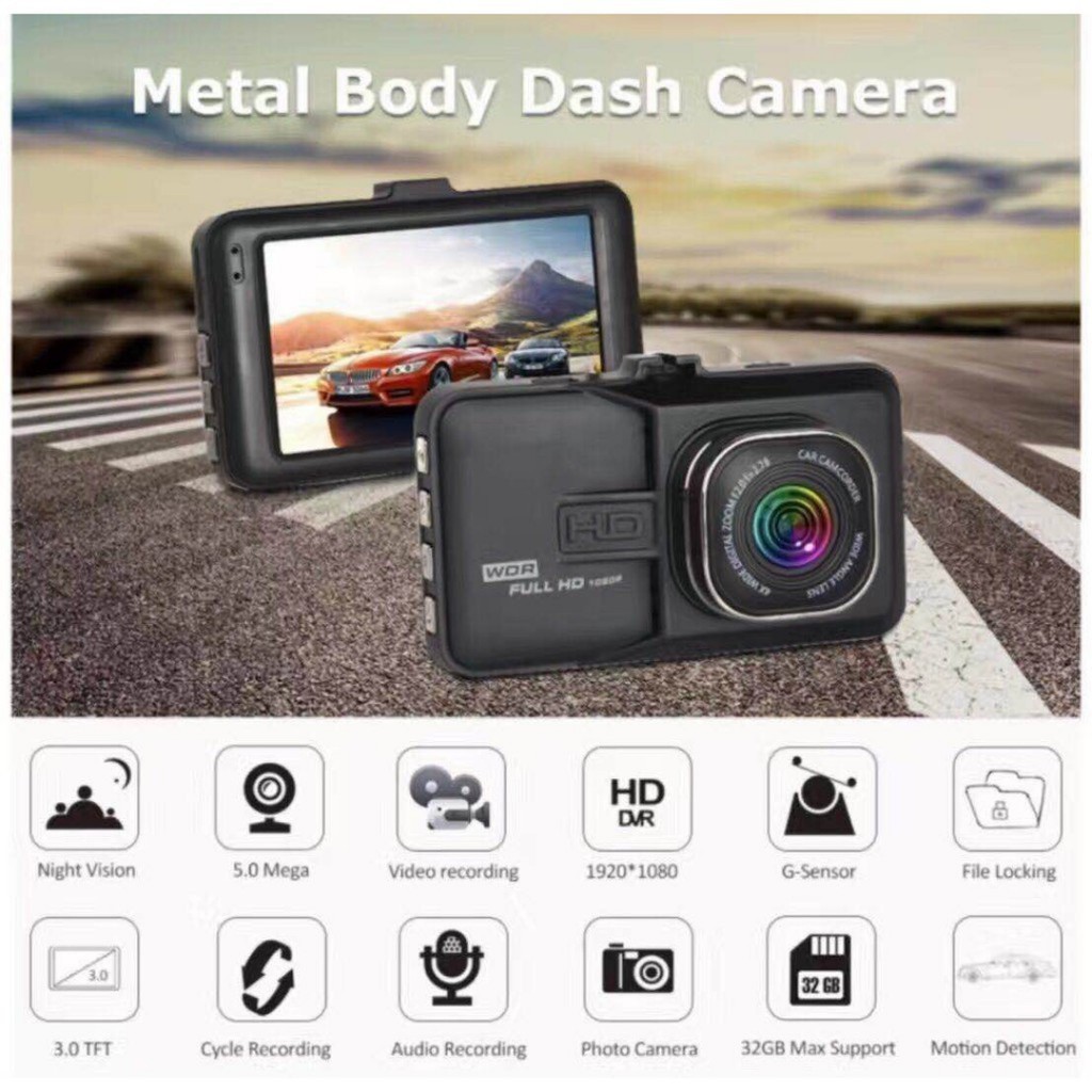 กล้องติดรถยนต์  Dual Lens Vehicle Blackbox DVR Full HD1080 กล้องรุ่นใหม่คุณภาพสูงในราคาที่คุ้มค่าที่สุด
