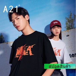 A21 เสื้อยืดคอกลม แขนสั้น ผ้าฝ้าย พิมพ์ลาย ทรงหลวม แฟชั่นฤดูร้อน สําหรับผู้ชาย