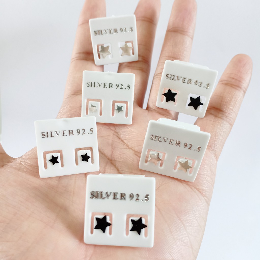 ต่างหูเงินแท้ Star Earrings 92.5% (ดาวแผ่น)