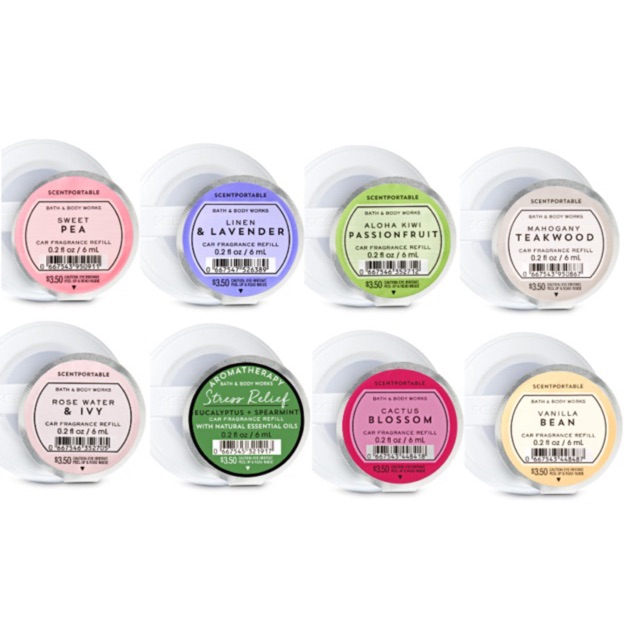 BATH & BODY WORKS : Scentportable แผ่นน้ำหอมใส่รถ : 1 แผ่น ราคาเดียวกันทุกกลิ่น