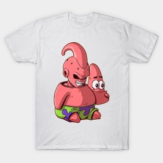 เสื้อยืดคอกลมเสื้อยืด ผ้าฝ้าย พิมพ์ลาย Dragon Ball Buu Patrick Star SpongeBob SquarePants สําหรับผู้ชาย และผู้หญิงผ้าฝ้า