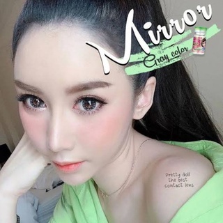 คอนแทคเลนส์ รุ่น Mirror ยี่ห้อ Pretty doll ตาโต มีสีเทา ตาล ฟ้า สายตาปกติ