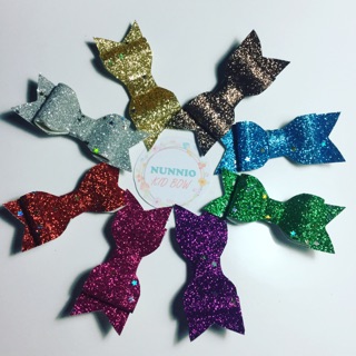 Single leather glitter bow/อัน