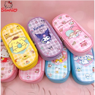 SANRIO กระเป๋าดินสอ ขนาดใหญ่ จุของได้เยอะ ลายการ์ตูน Melody Cinnamonroll Kitty มีซิป สําหรับนักเรียนหญิง