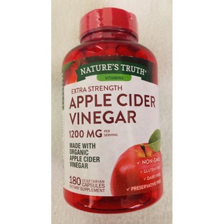 นำเข้าจากอเมริกา NATURE’S TRUTH APPLE CIDER VINEGAR 1200mg จำนวน 180 เม็ด หมดอายุ 09/2023