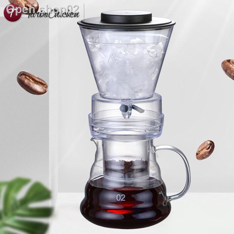 📣ส่วนลด 50%📣✌☑☞Home☜ Ice Drip Coffee Pot Glass Coffee Maker Regulatable Dripper Filter Cold Brew Pots Ice Brewer Perco