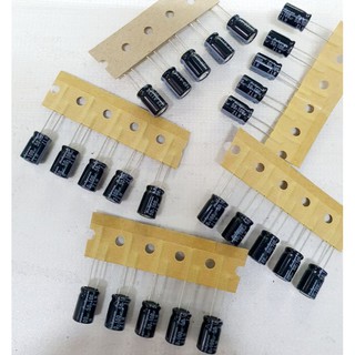 capacitor มีขั้ว   100uf  16v 25v 35v 50v  จำนวน5ตัว