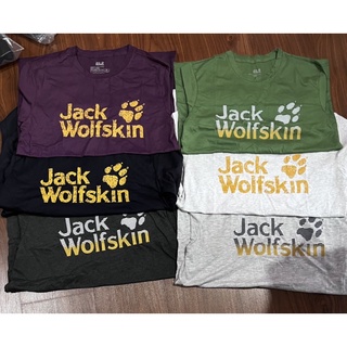 Jack Wolfskin T-Shirt เสื้อยืดคอกลม แจ็ค วูฟสกิน  สีพื้น สกรีน โลโก้ และ Jacke Wolfskin หน้าอก