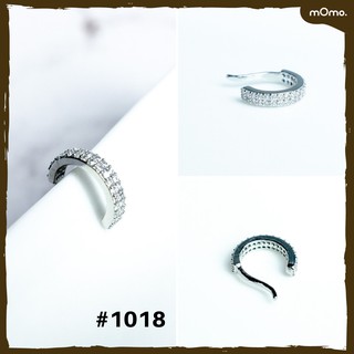 1018 Earcuff ต่างหูเกี่ยวเกาหลี ชุบทองคำขาว เพชรแท้ cz เรียบหรูดูดี คลาสสิคแบบมีระดับ ใส่ได้ทุกวัน