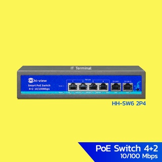 HH-SW6 2P4 Hi-view PoE Switching 4+2 Port สวิสต์ฮับ 10/100 Mbps รับประกันศูนย์ 1 ปี