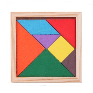 บล็อกไม้แทนแกรม7ชิ้น(Tangram) บล็อกไม้ปริศนาเสริมพัฒนาการ ของเล่นเสริมจินตนาการ เกมของเล่นเด็ก