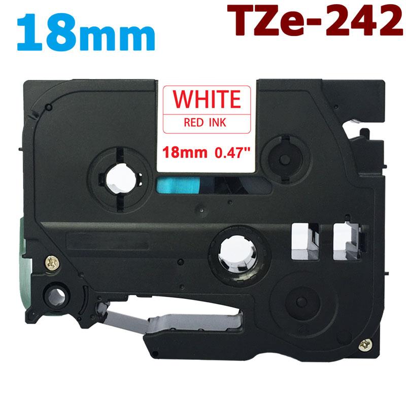 [สต็อกประเทศไทย]18mm Tze242 Red on White for Brother PTouch Label Tape 8M Length TZe-242 TZ-242 TZ24