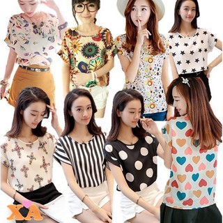 🌸Korean Style🌸 เสื้อแฟชั่น🌸🌺ไม่ตกสี ไม่ยืด ไม่ย้วย ล้าน% ผ้าซีฟองอย่างดี ใส่สบาย