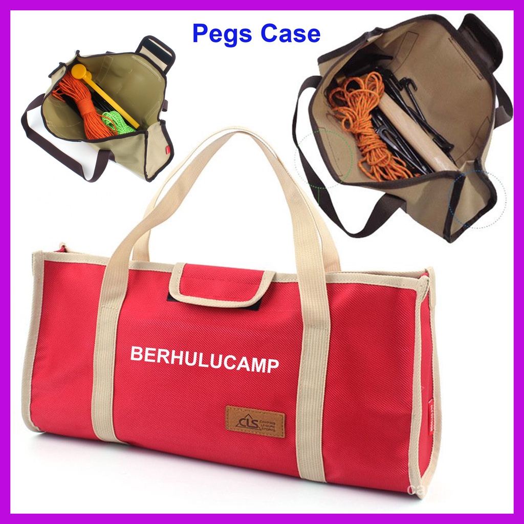 เต็นท์ Peg Hammer Organizer กระเป๋าเล็บ 40 ซม.กระเป๋าเชือกลมพับ Outdoor Camping เต็นท์ Peg กระเป๋า F